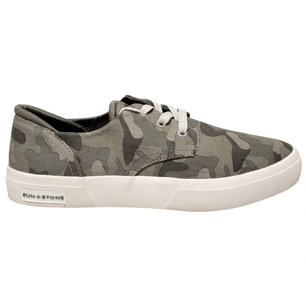 Sun + Stone Men Kiva Low Top Lace Up Sneakers Size US 11.5M Green Camo